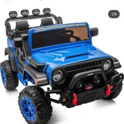 Hikiddo 12V 2 Seater Ride on Truck, Electric Ride on Car Vehicle for Big Kids w/ Remote, Bluetooth - Blue
