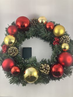 Pre-Lit Red & Gold Christmas Wreath Price: $30