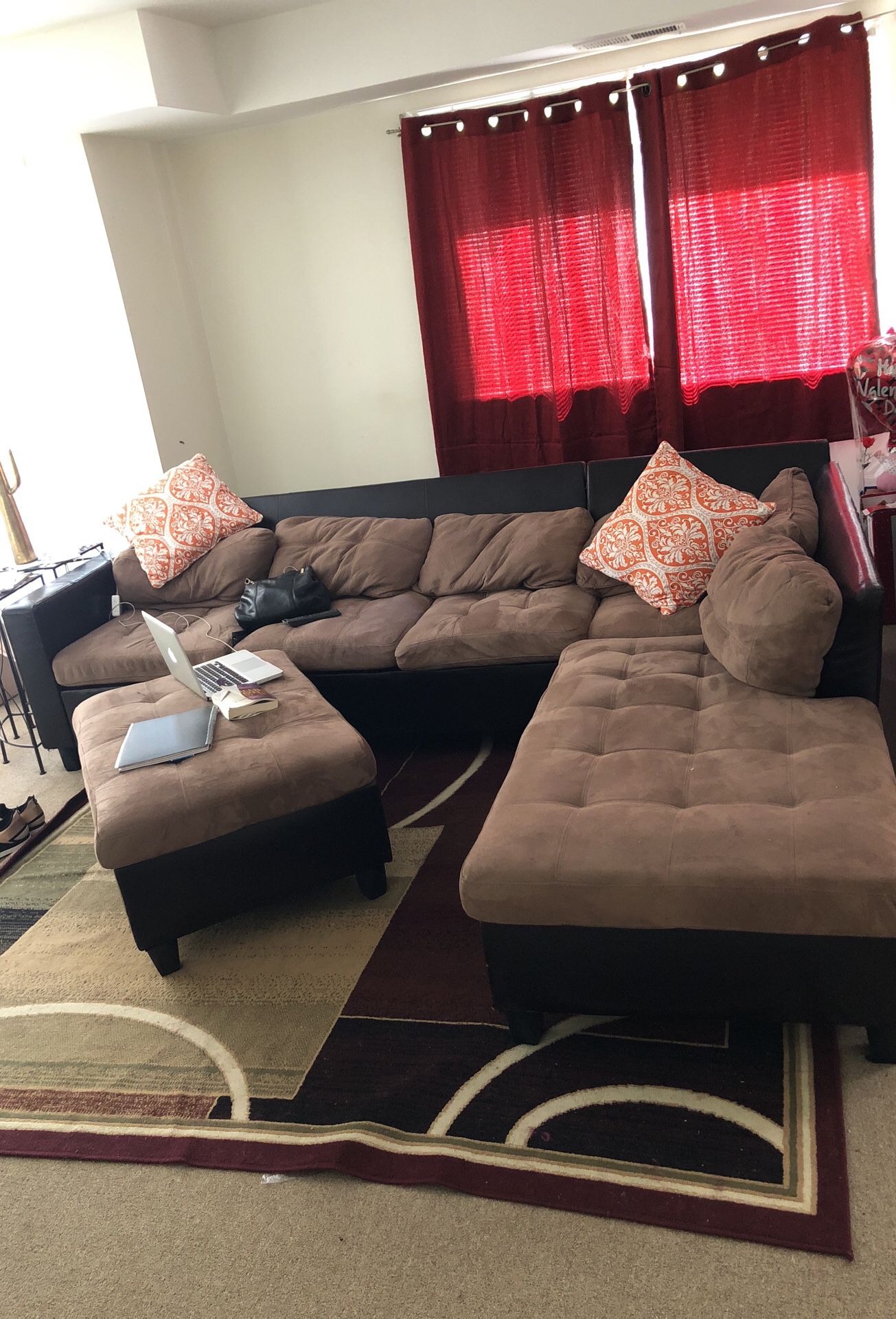 Sectional futon and carpet for sale
