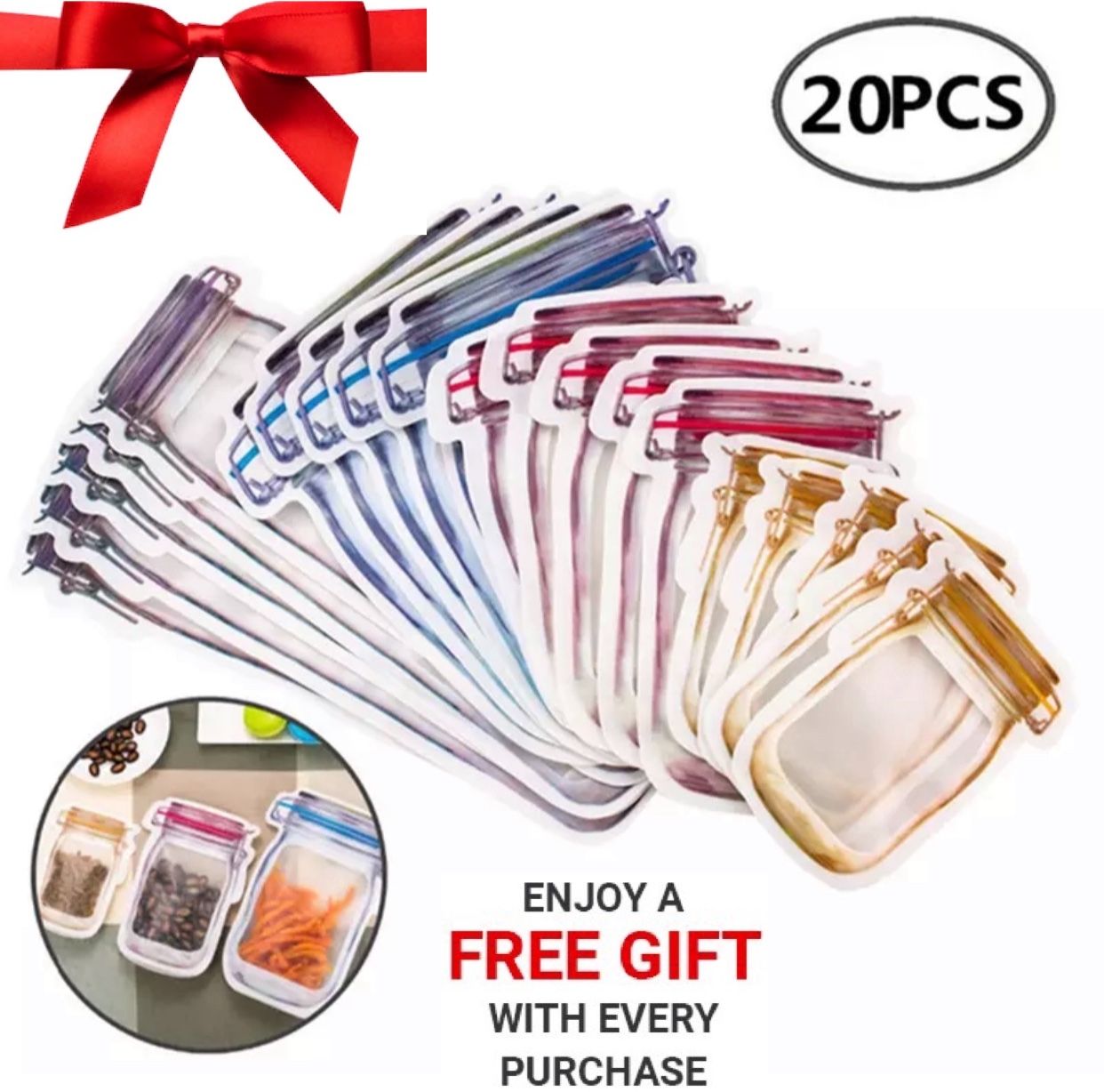 20 Pcs Mason Jars Reusable Bags