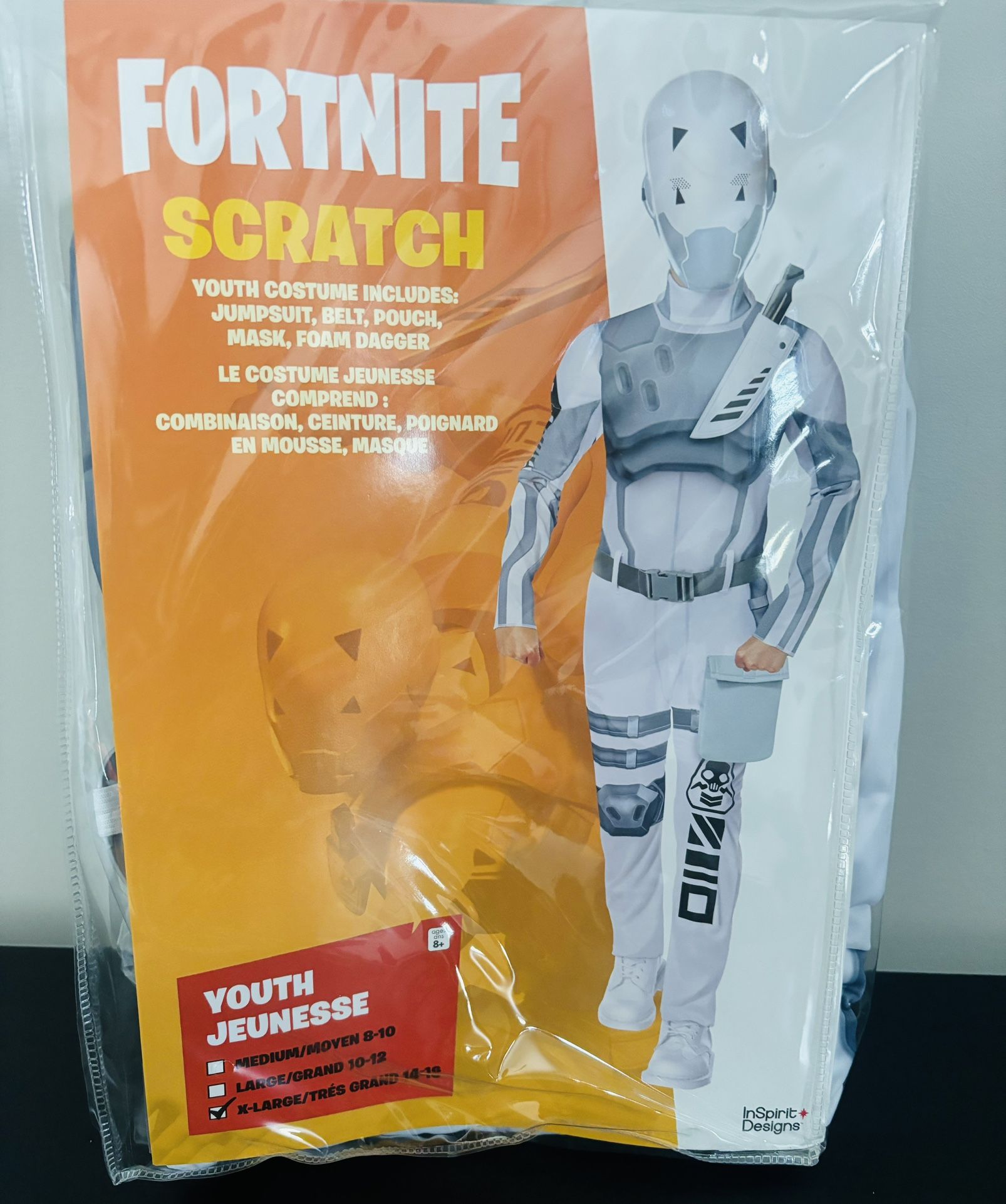New! InSpirit Designs Fortnite Scratch Halloween Costume Male, Teen 14-17, White