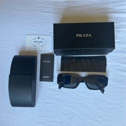 Prada Black Rectangular Sunglasses with Full Set