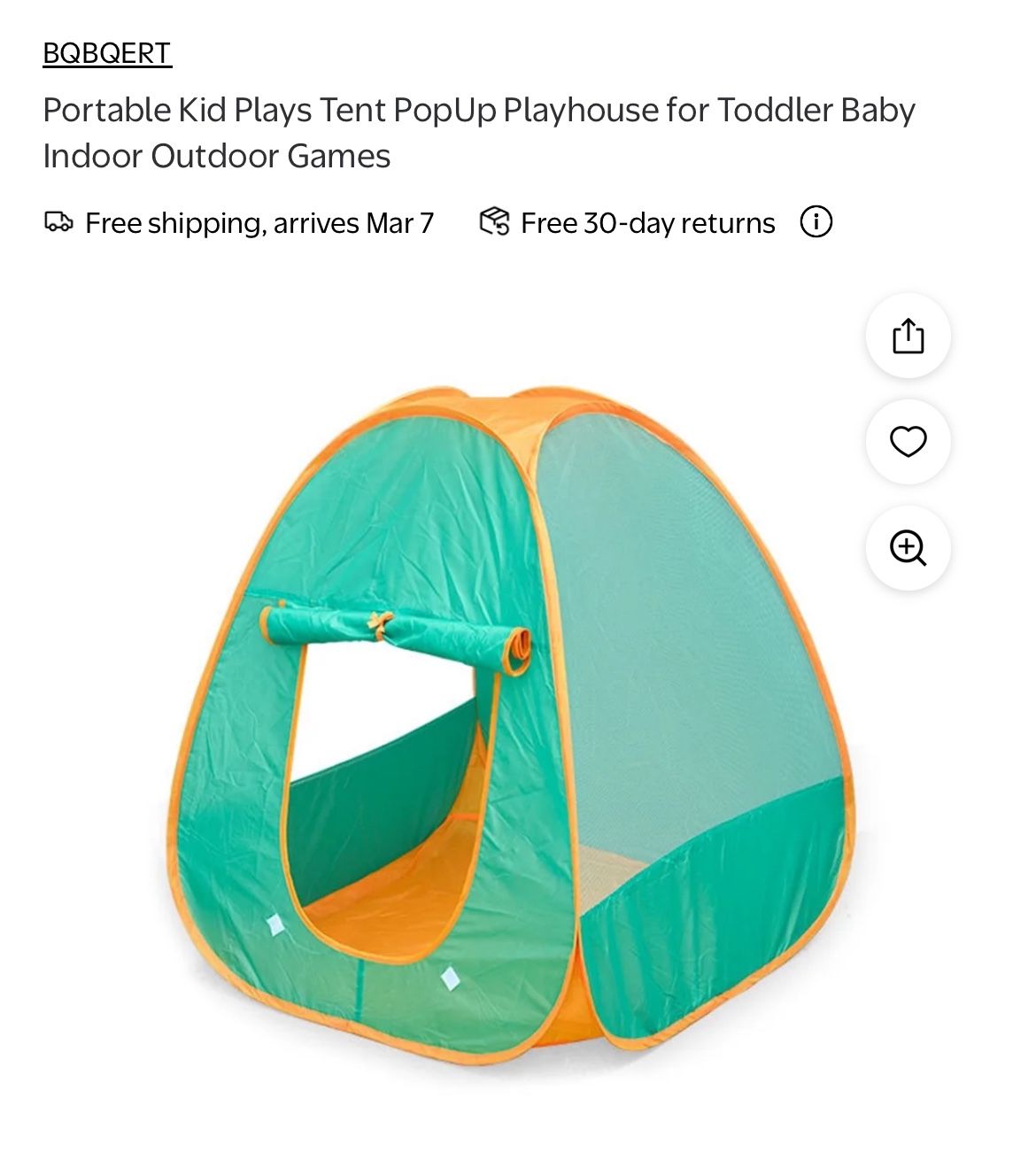 Portable Kid Plays Tent PopUp Playhouse for Toddler Baby Indoor Outdoor Games