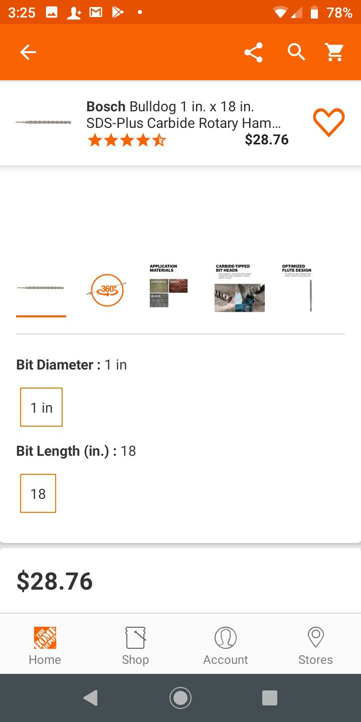Bosch Bulldog 1 in. x 18 in. SDS-Plus Carbide Rotary Hammer Drill Bit