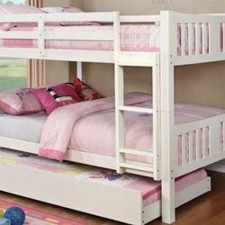 Brand New White Full Over Full Bunk Bed (Trundle Sold Separately)