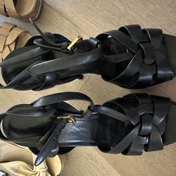 Laurent Tribute Patent Platform Sandals 