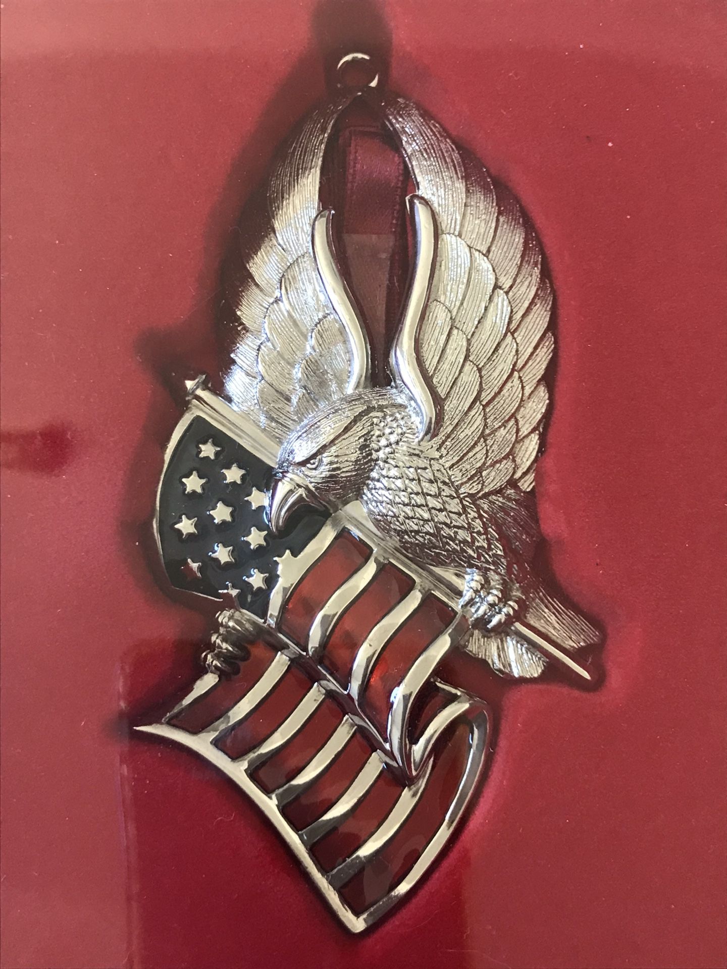 Brand new in Box Gorham Eagle of Liberty Patriotic Ornament Eagle with US Flag