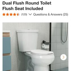 21.21 in. Extra Tall 2-Piece High-Efficiency 1.1/1.6 GPF Dual Flush Round Toilet Flush Seat Included