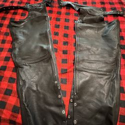 Leather Motorcycle Riding Chaps 