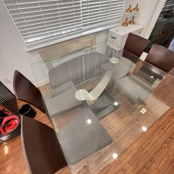 Square Glass Dining Table with Chairs – Great Condition