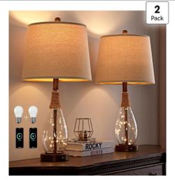 2 in 1 Bedside Table Lamps Set of 2