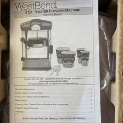 West Bend Hot Oil Threater Style Popcorn Machine
