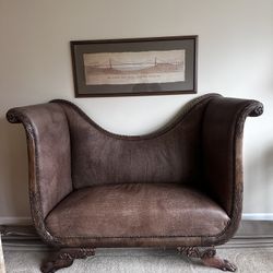 Antique American Empire-style lyre-form settee