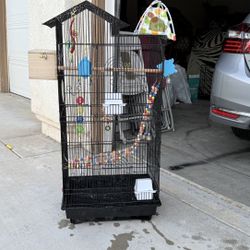 Large Bird Cage with toys 39 inches