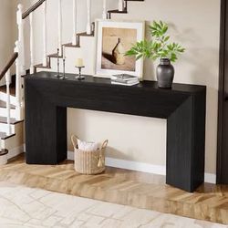 63 inch W Rectangular Black Console Table for Hallway Living Room Easy Assembly