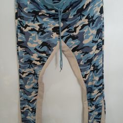 Blue Camoflauge Super STACKED Sweatpants New SIZE MEDIUM 