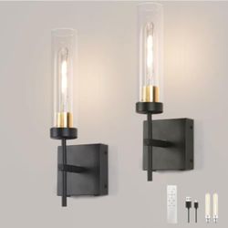 Wall Sconce Set of 2,Battery Operated Wall Sconce,Infinitely Dimmable with Remote Control