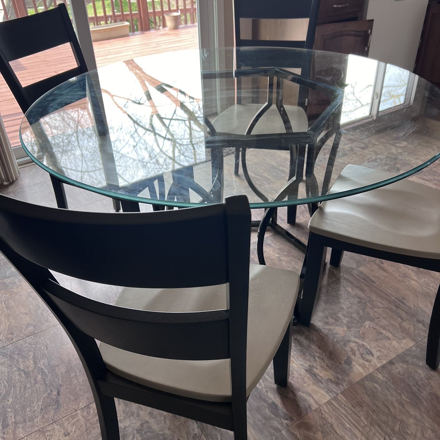 Glass Top Dining Table And 4 Chairs