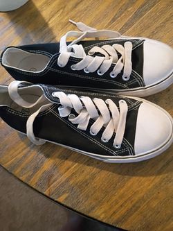 Black Canvas Low-Top Sneakers
