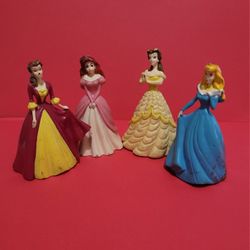 4 Disney Princesses 3” Dolls PVC Snow White, Belle, Ariel, Cinderella VTG.
