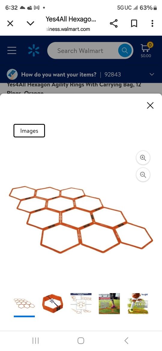 Yes4All Ultimate Agility Rings/Speed Rings with 12 Rungs Agility Hexagon Ring Orange Color.