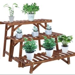 3 Tiers Wood Plant Rack Patio
