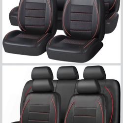 CAR PASS Piping PU Leather Car Seat Cover,Inside Zipper Design and Reserved Opening Holes Airbag Compatible,Universal FIT for Car, SUVs,Van,Trucks,Ful