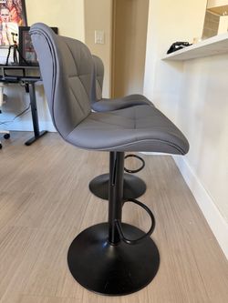 Gray Adjustable Bar Stools Set of 2