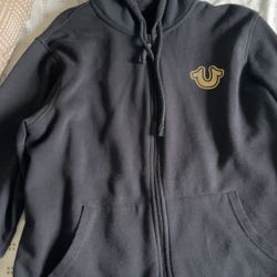 true religion black and gold hoodie