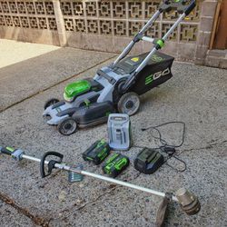 Ego Lawn Mower, Weed Wacker, Batteries & Chargers
