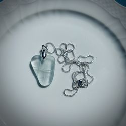 Safety Glass Sea Glass Sterling Necklace 