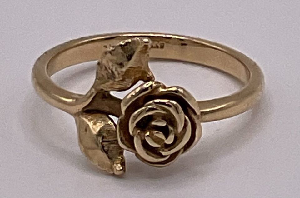 James Avery Retired Rose Flower Blossom Ring, 14K Gold