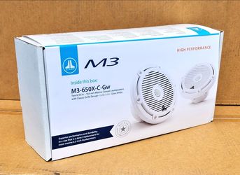 JL Audio M3 Series Marine Speakers 6.5" White Gloss Classic Grilles 3/4" Dome Tweeters 225 Watts M3-650X-C-GW 🚨 No Credit Needed 🚨