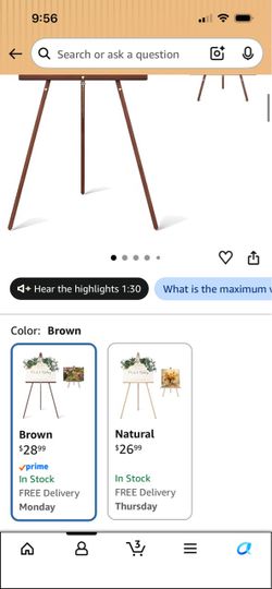 Brown Wood Display Easel Stand