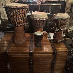 African drums hand carved djembes
