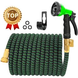 2026 Upgrade Expandable Garden Hose 50FT , Water  Hose with 10 - Function High - Pressure Spray Nozzle , Heavy Duty Flexible Hose , 3/4 " Solid Brass 