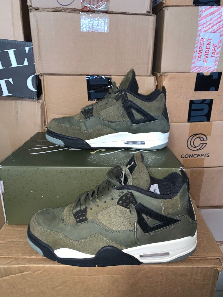 Men's Nike Air Jordan Retro 4s Olive Craft Shoes Size 10.5
