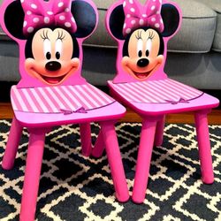 Two Wooden Minnie Mouse Chairs 