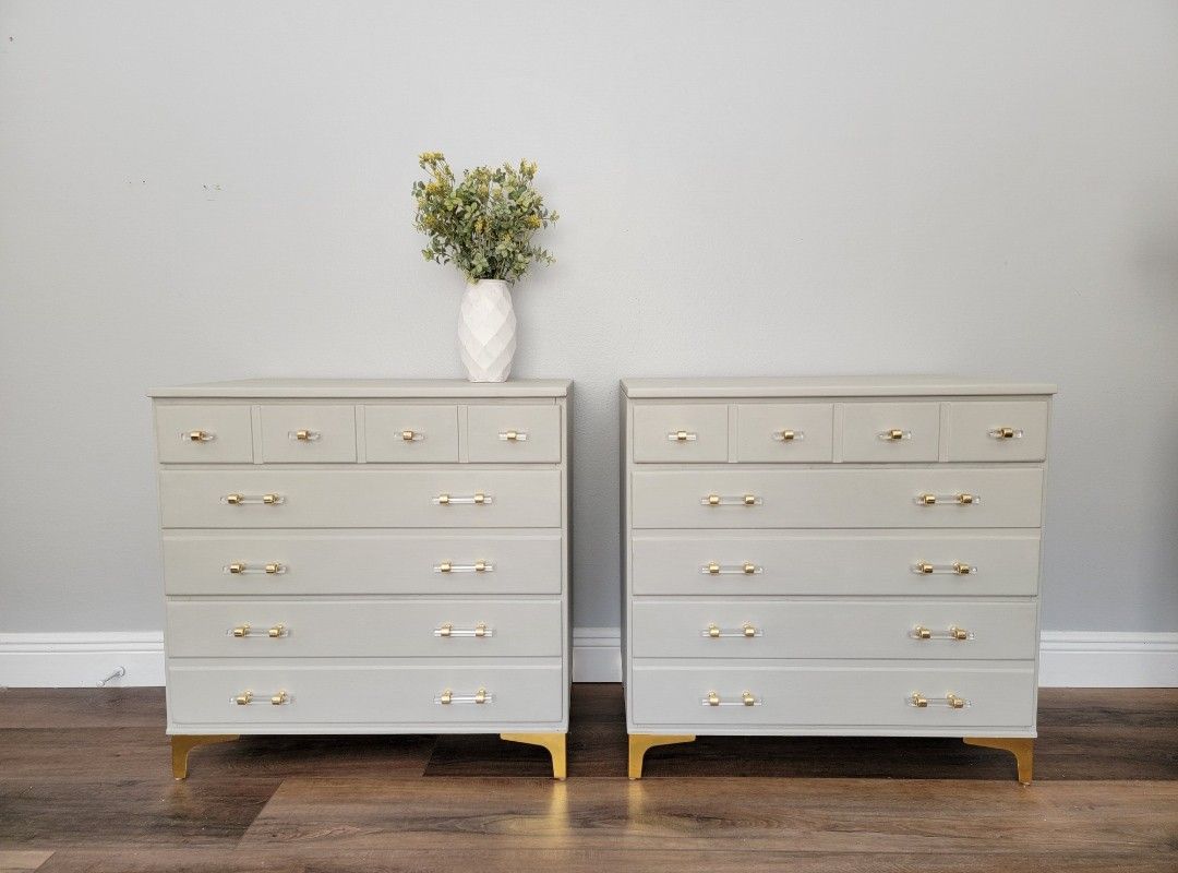 Oversized Pair Solid Wood Nightstands - Modern Bedside Tables - Small Dressers