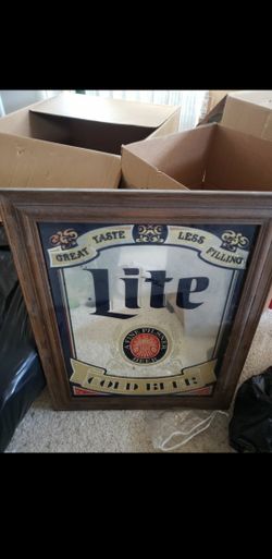 Miller lite wooden framed mirror 23 x 29