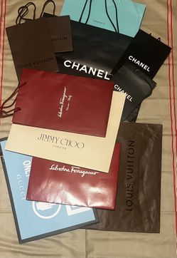 Bunch Of Designer Paper Shopping Bags Various Sizes, Chanel, LV, Gucci And More