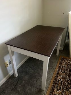 Wood Top Desk with White Legs