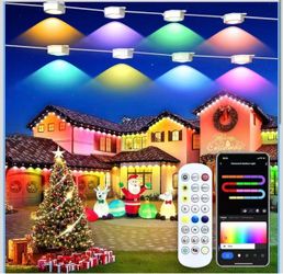 Smart Permanent Outdoor Lights for House, 100ft with 60 RGB Permanent Christmas Lights, P67 Waterproof with DIY Scene for Halloween Christmas Decor, R