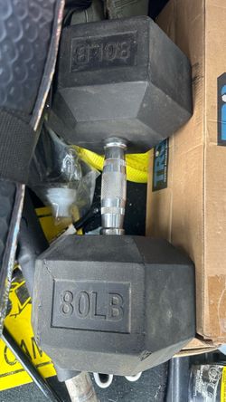 80 LB Rubber Hex Dumbbell only one available