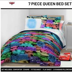 McQueen Full Size Comforter Set 7 Piece Bedding, Black