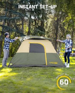 C417  $85 FanttikOutdoor Camping Tent 6Person Instant Cabin Tent Setup in 60 Seconds with Rainfly & Windproof Portable with Carry Bag for Family Campi