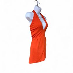 Missguided Orange Halter Short Bodycon Romper Women's 12