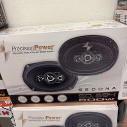 Brand-new Precision Power  6x9” speakers 🔊 4-way coaxial design with 500 watts max power. Professional same-day installation available. Located in Ce