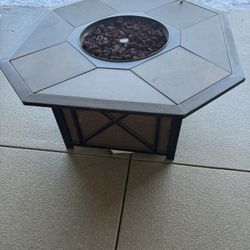 Octagonal Outdoor Gas Fire Pit Table – Clean, Heavy-Duty, Works Great