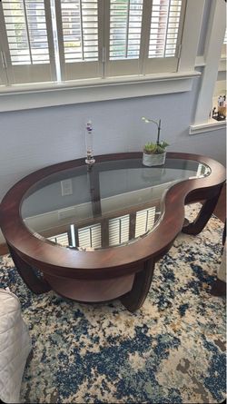 Wood and glass coffee table